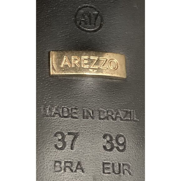 Arezzo women size 8.5 black ankle sock 3.5 in heel open toe pumps shoes brazil - Picture 7 of 7